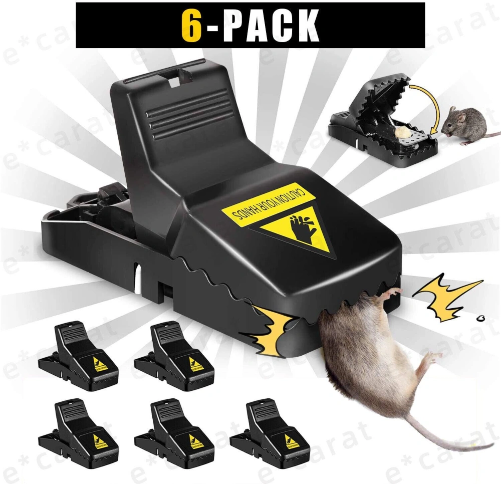 6Pack Mouse Traps Rat Mice Rodent Killer Snap Trap Reusable Heavy Duty Pest Trap