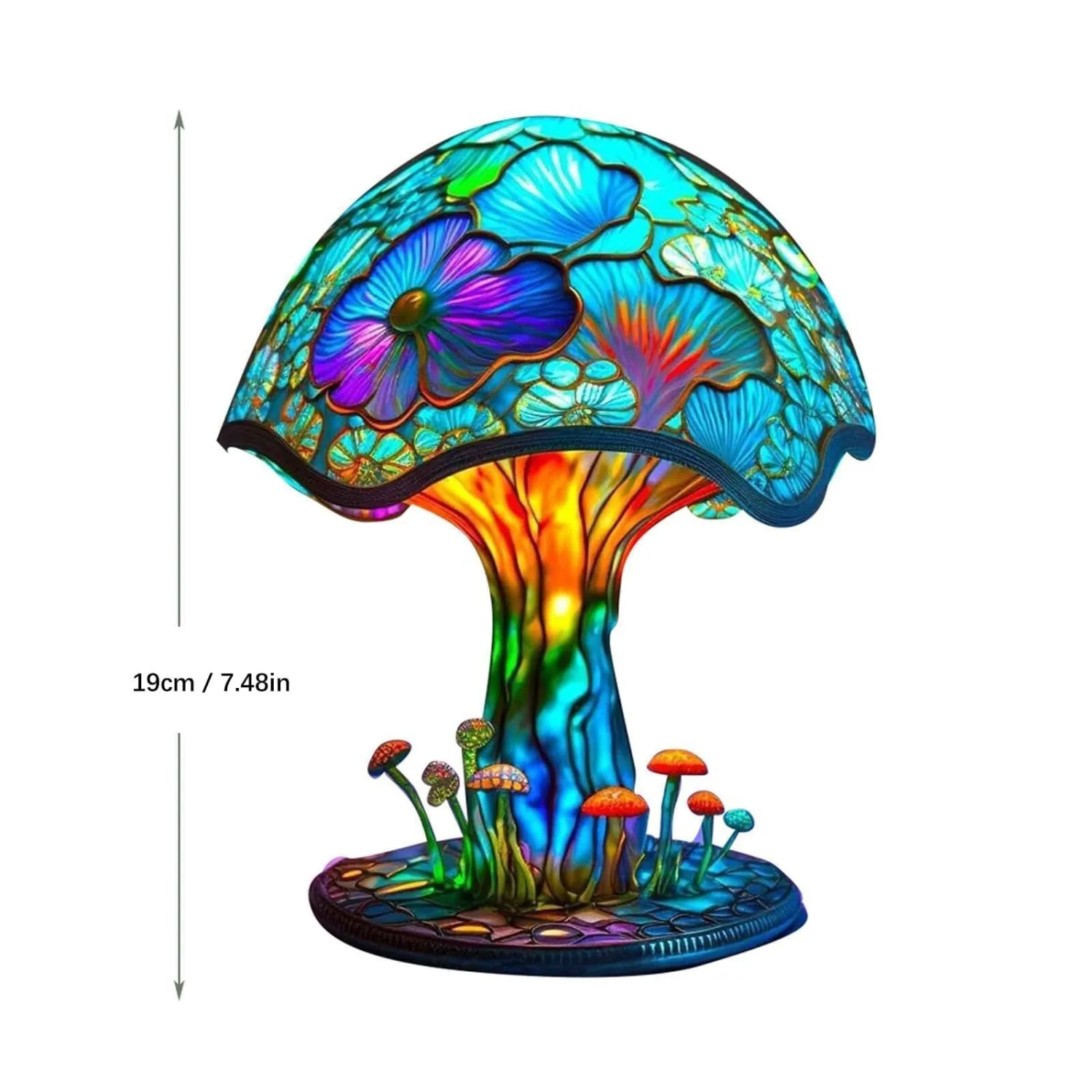 Painting Mushroom Table Lamp, 5.9 Inch Hight Stained Plant Series Night Light, Bohemian Resin Mushroom Decorative Bedside Lamp for Bedroom Living Room Home Office Decor Gift