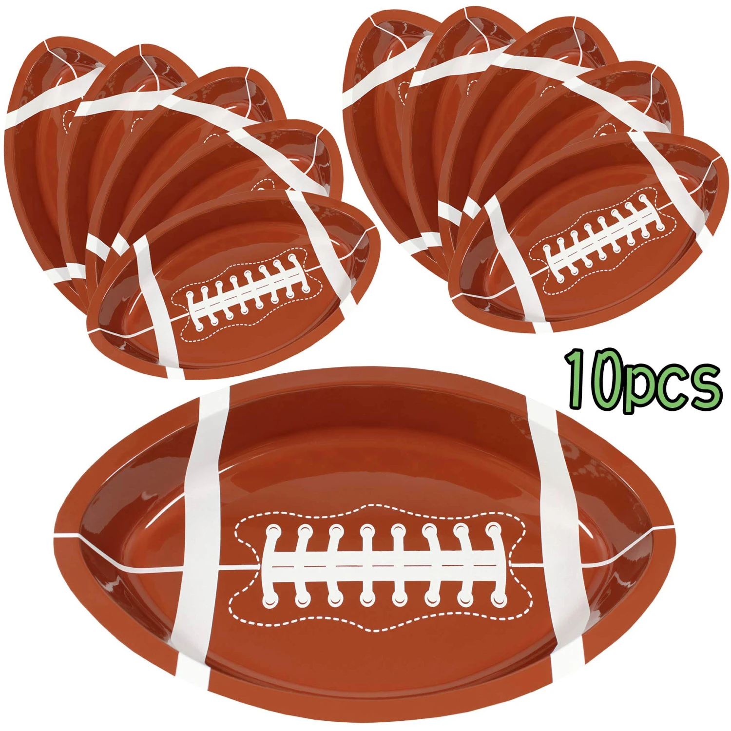 Football Serving Trays | 10 Pcs Plastic Football Snack Trays | Game Day Football Serveware | Tailgate Party Serving Platter | Football Party Decorations | Reusable Big Game Chip Trays,S