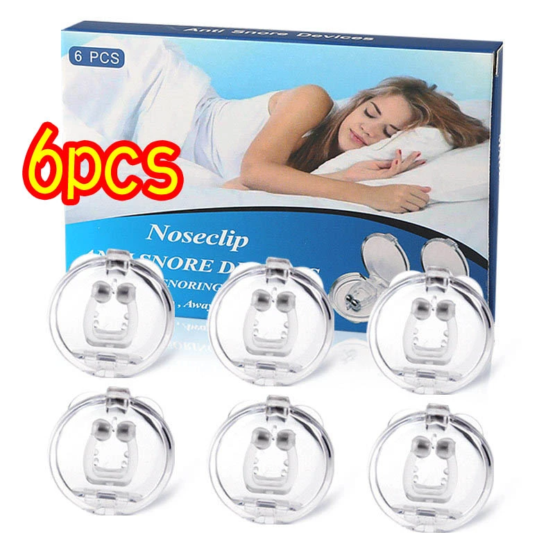 6 Pcs Snoring Stopper Anti Snoring Magnetic Nose Clip Nose Clip Nose Dilator Effectively Prevent Snoring Sleep Apnea & Heavy Breathing