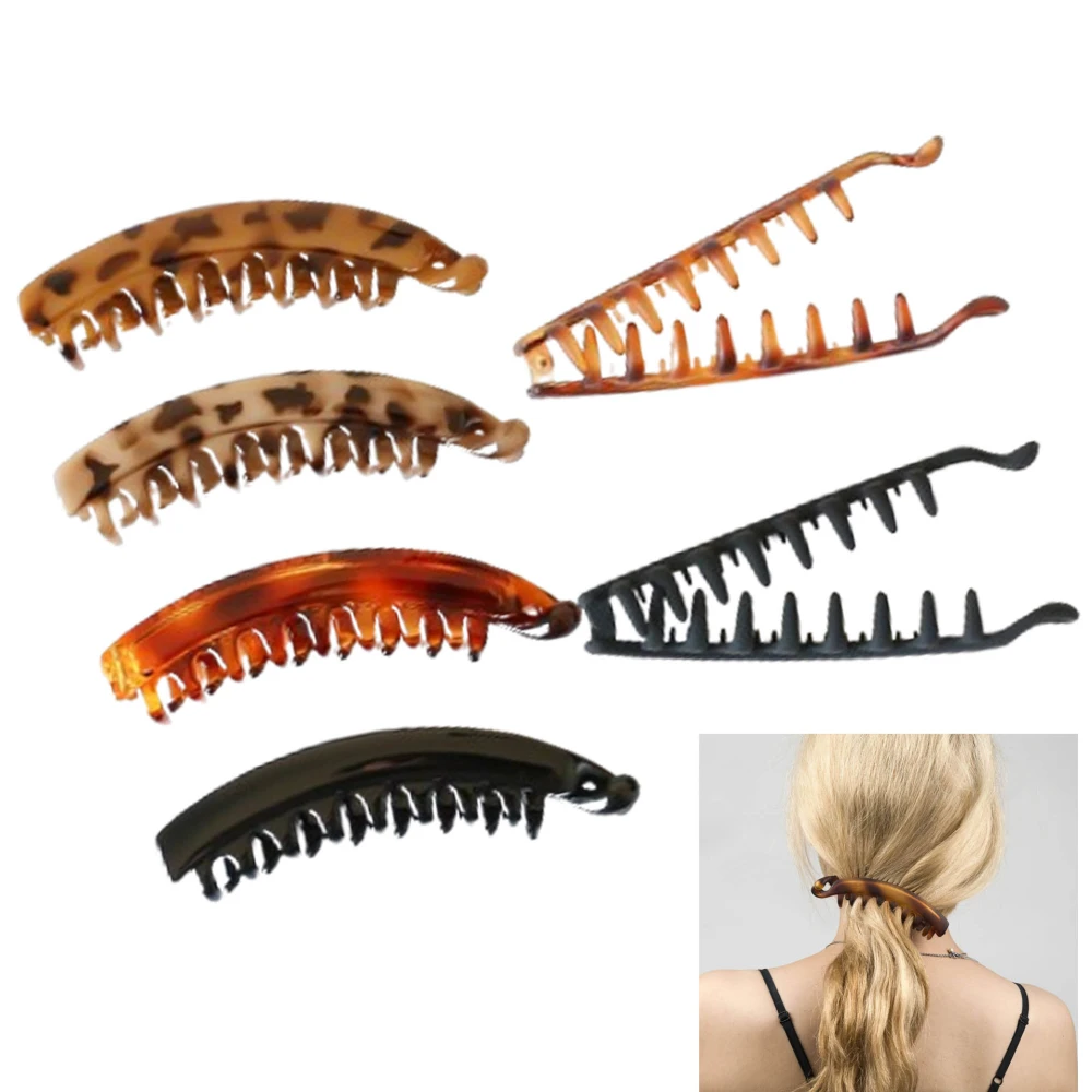 6Pcs Womens Premium Hair Plastic Banana Classic Clincher Strong Hold Ponytail Maker Girls Ladies Beauty Accessory Clasp Clip, A