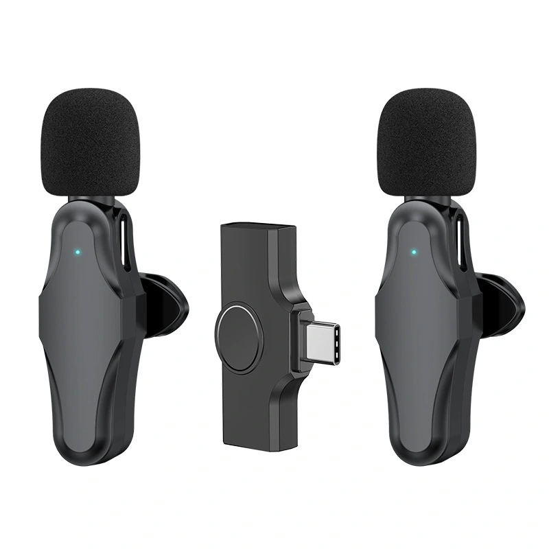 K10 Wireless Microphone Clip-on Mic Plug & Play Type-C for Phone Pad PC with Noise Cancelling for Vlog Gaming Streaming Podcasting Recording