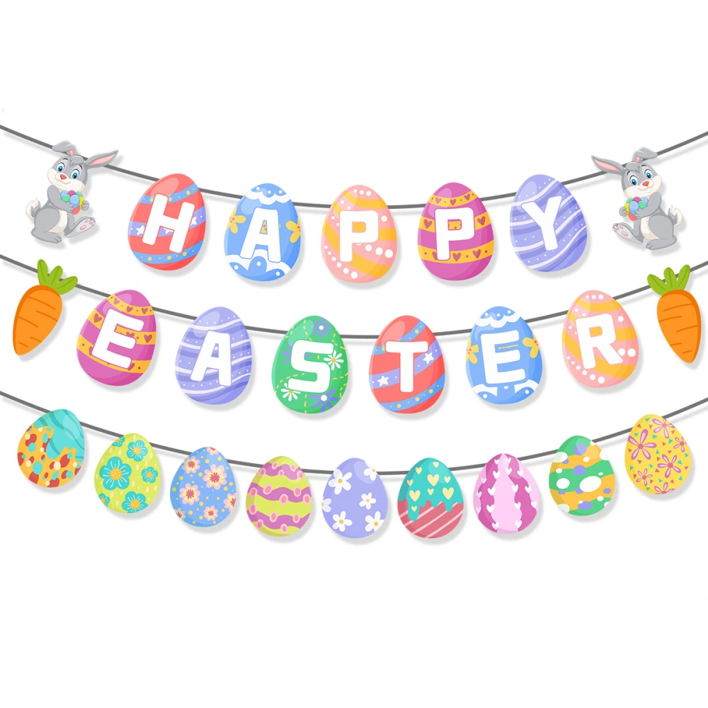 Easter Party Decoration - Easter Bunting Banner & Easter Hanging Swirl Decorations, Easter Egg Bunny Party Decoration, Easter Bunting for Easter Party Decoration