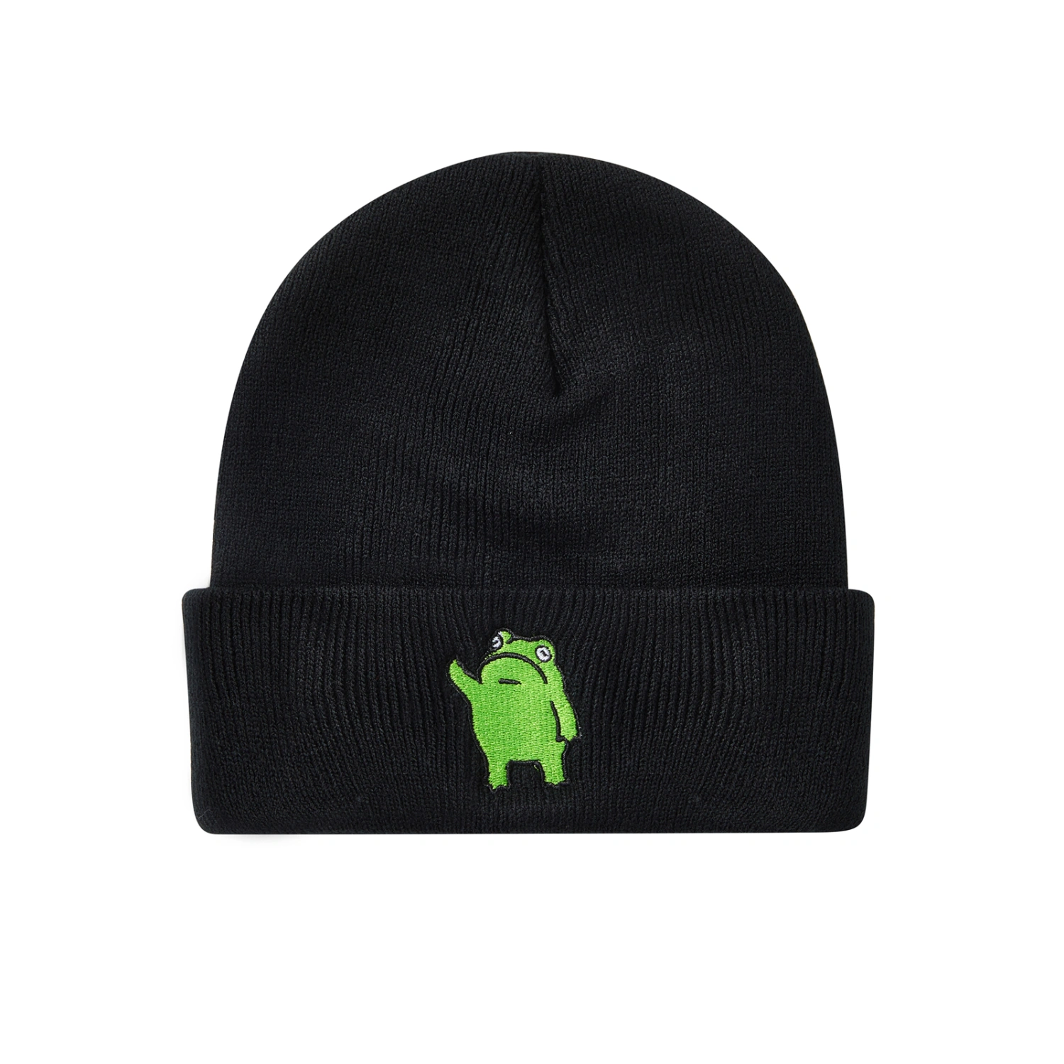 Womens Men Knit Beanie Hat Winter Frog Hats Cuffed Slouchy Ski Cap