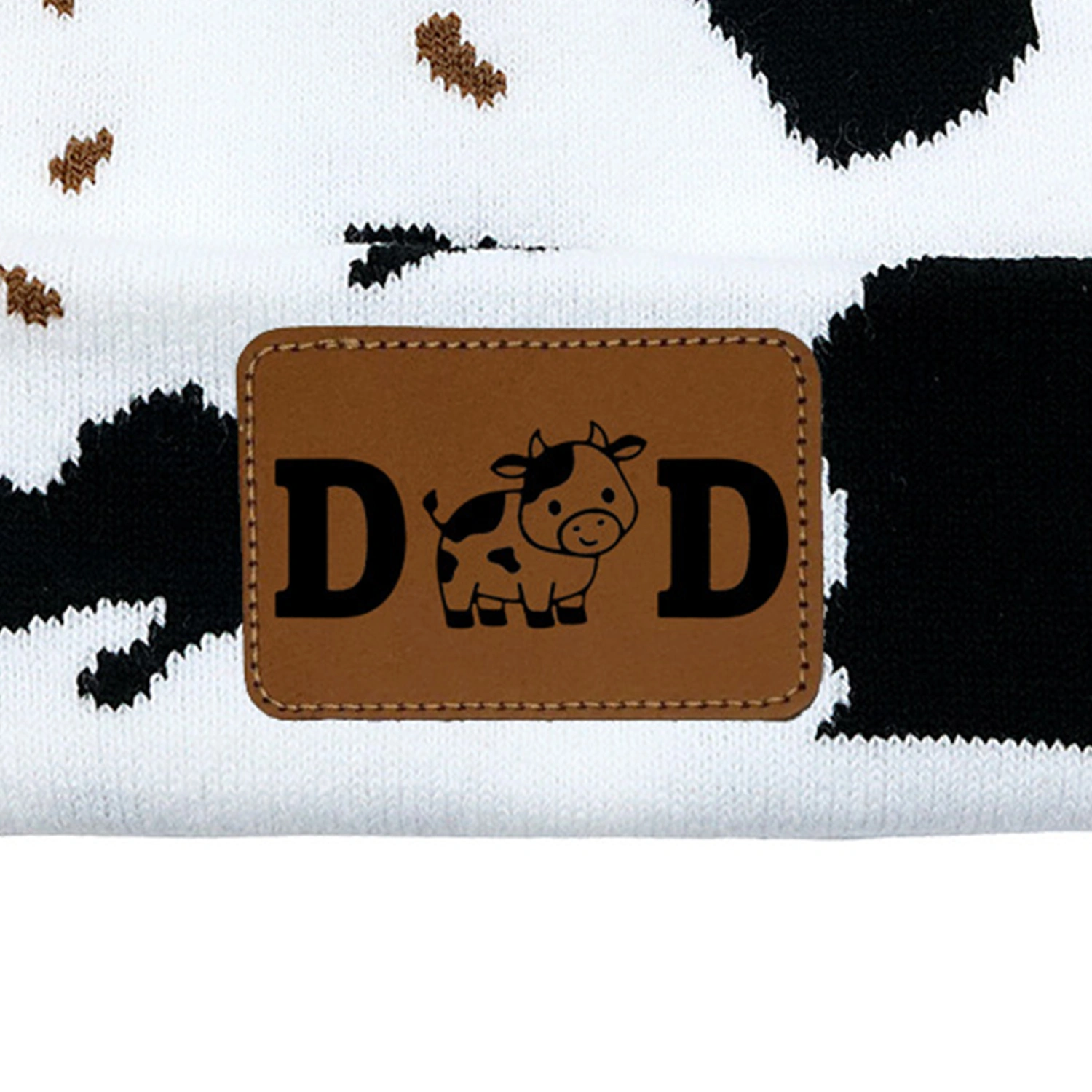 Adult Knit Beanie Hat Winter Cow Print Hats Cuffed Slouchy Ski Cap