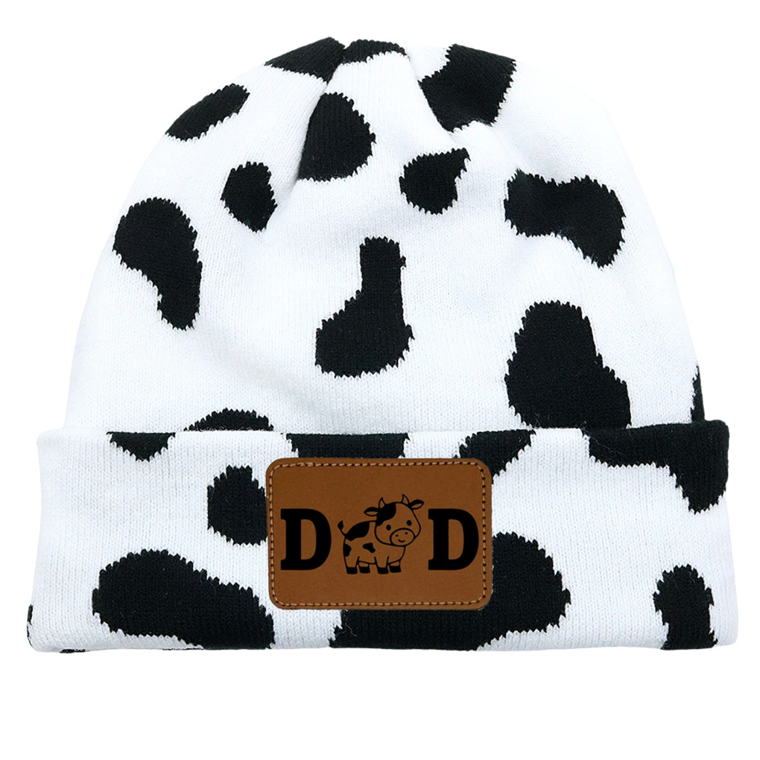 Adult Knit Beanie Hat Winter Cow Print Hats Cuffed Slouchy Ski Cap
