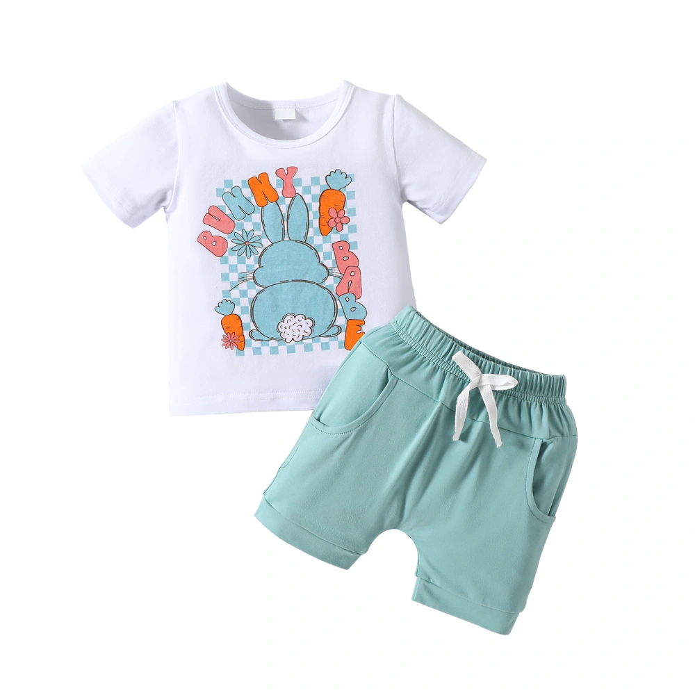 Baby Boy Easter Outfit, Short Sleeve Bunny Print T-shirt Shorts