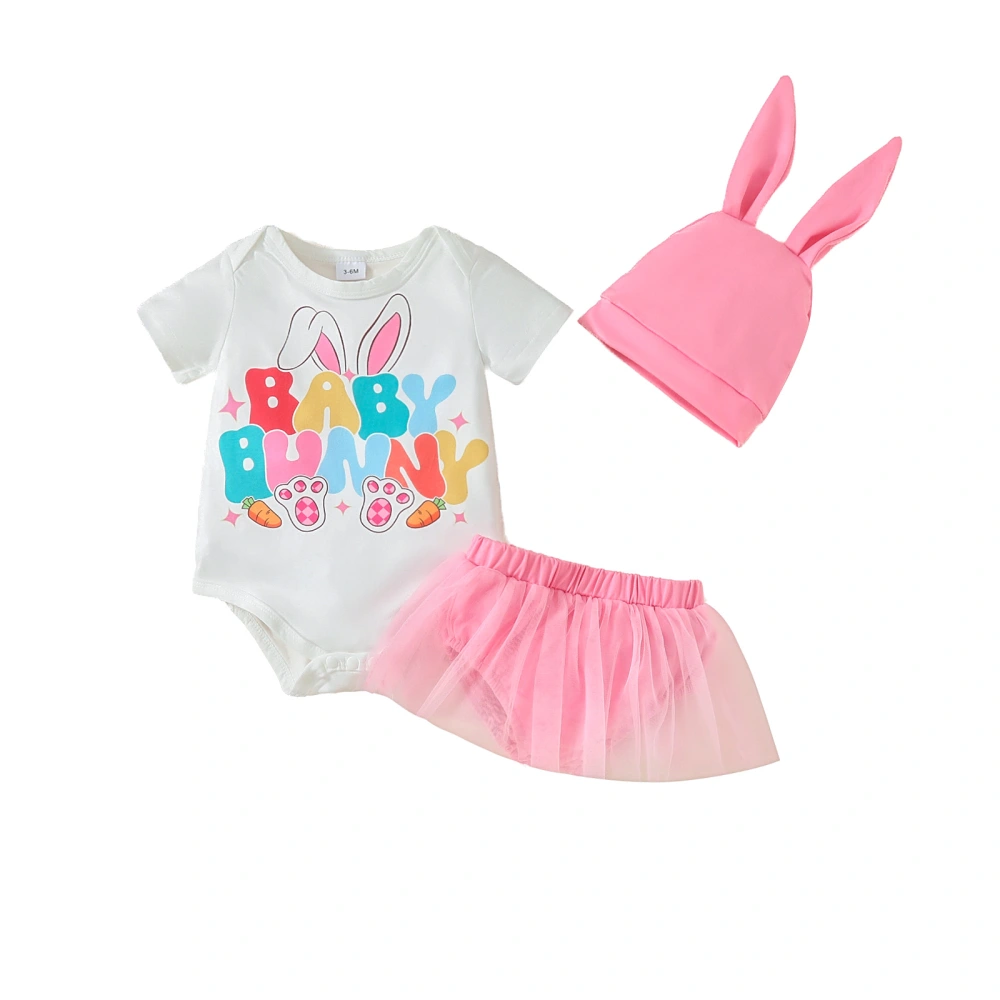 Baby Easter Shorts Set Letter Bunny Carrot Print Romper Shorts Hat Set