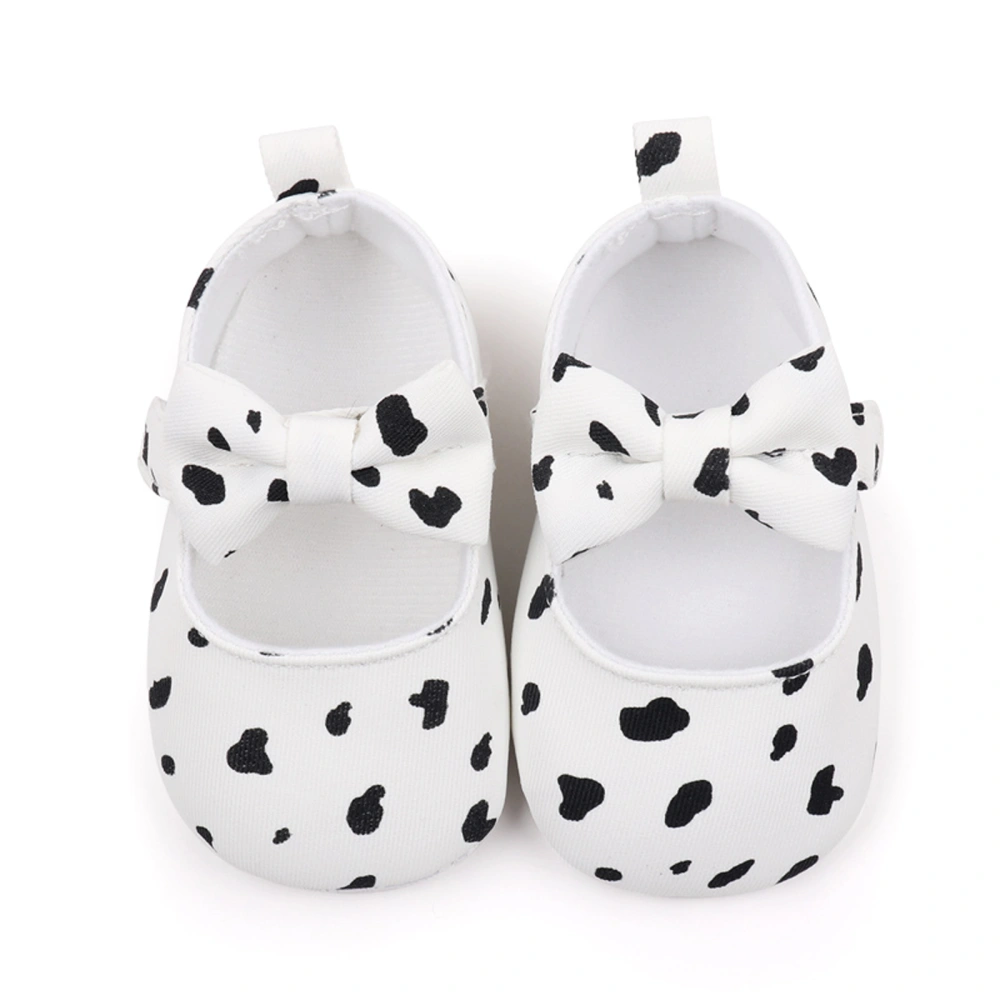 Baby Girls Mary Jane Flats Cute Non-Slip Cow Print Crib Shoes