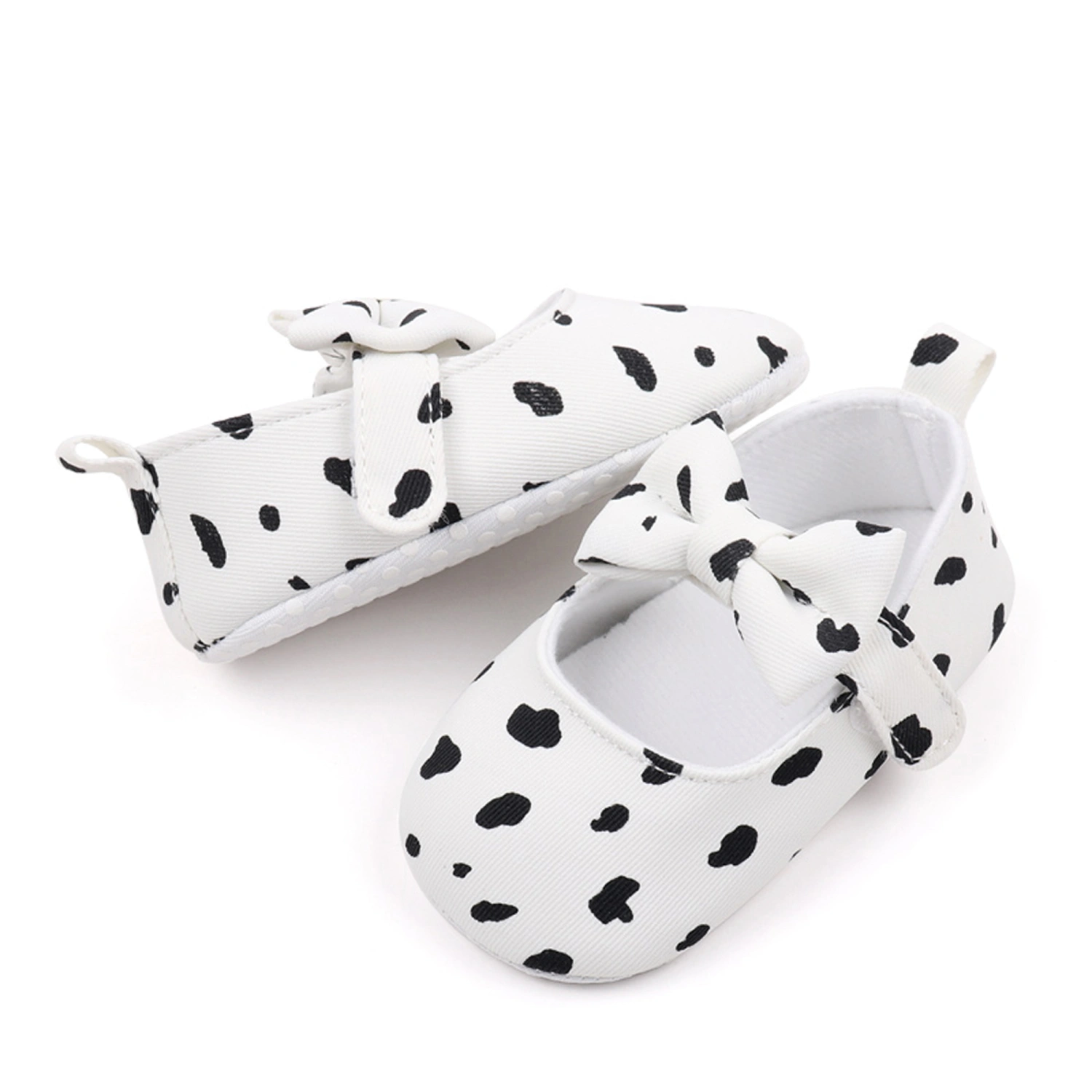 Baby Girls Mary Jane Flats Cute Non-Slip Cow Print Crib Shoes