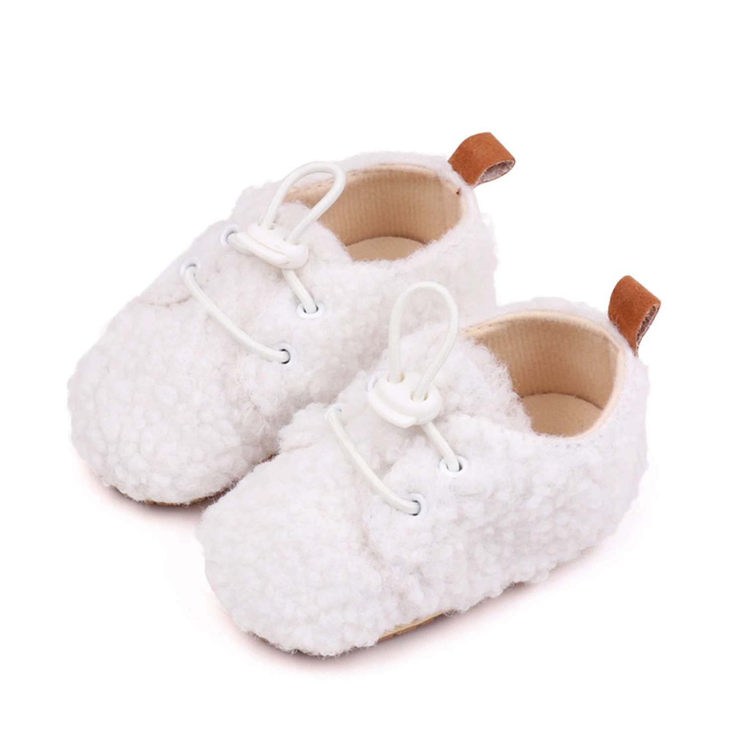 Baby Flats, Soft Non-slip Plush Walking Shoes Drawstring Toddler Shoes