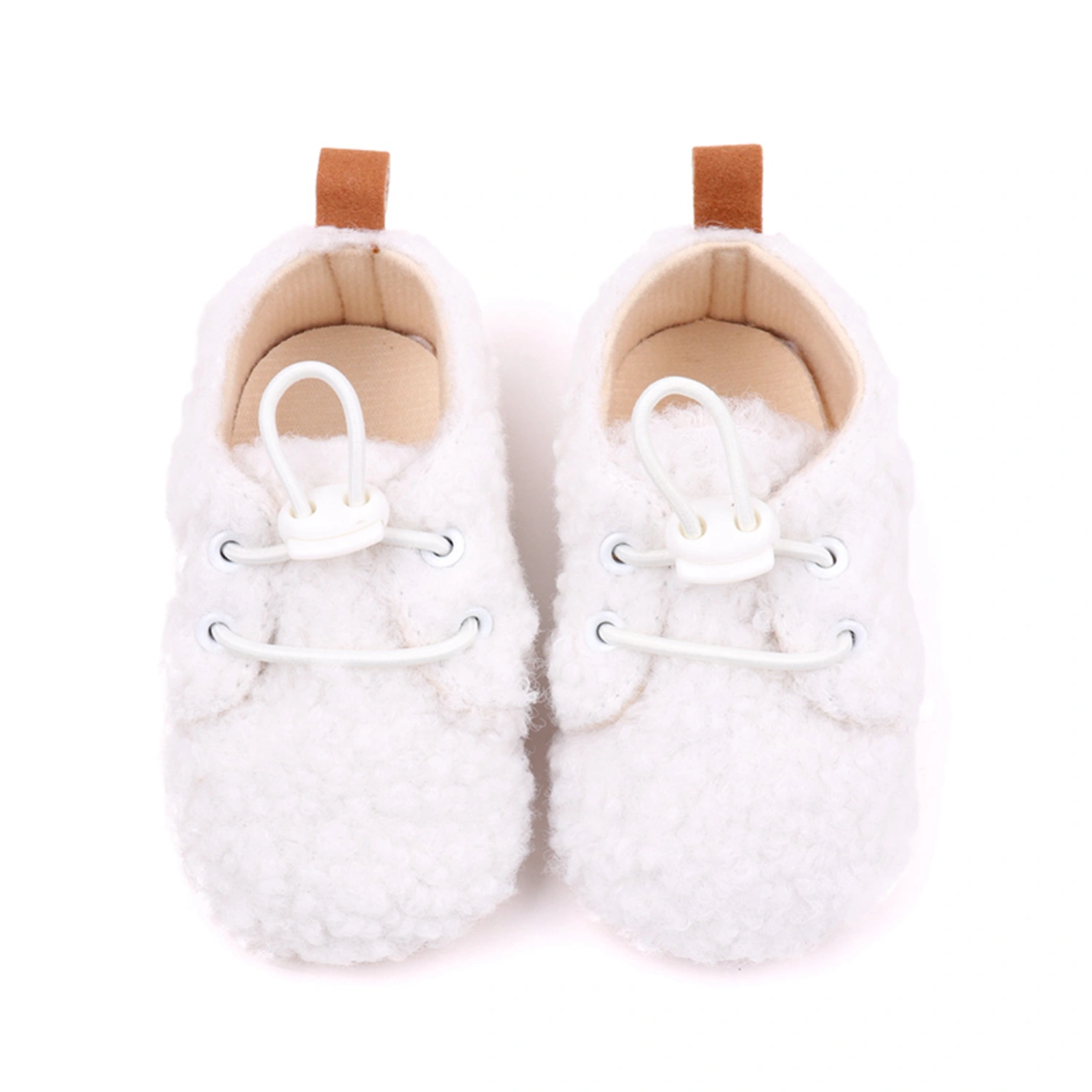 Baby Flats, Soft Non-slip Plush Walking Shoes Drawstring Toddler Shoes