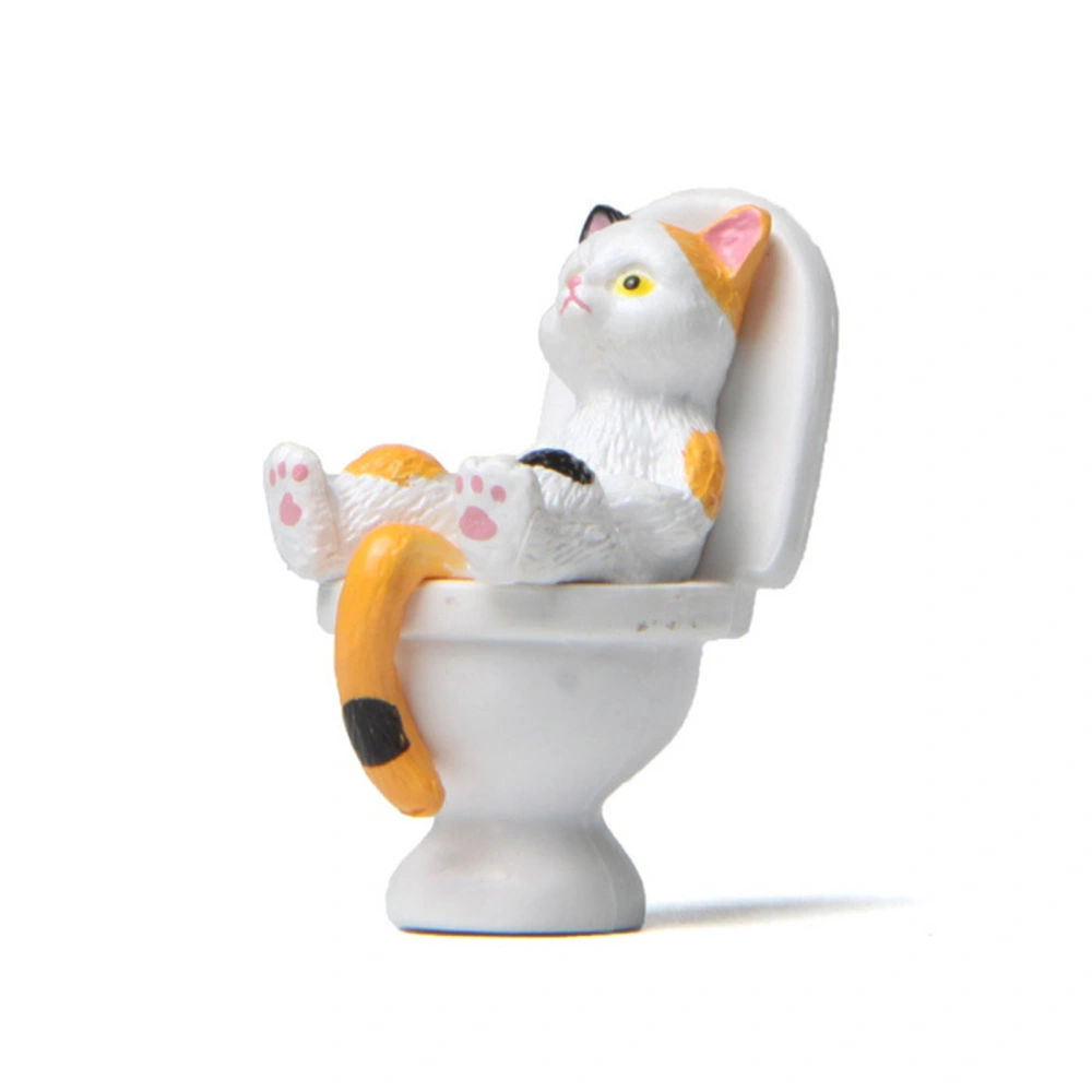 Funny Cat Statue, Cute Toilet Sculpture Desktop Decoration Gift