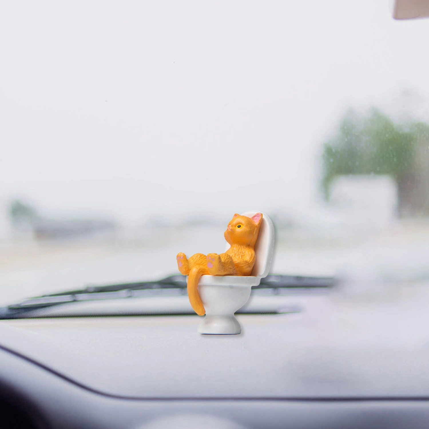 Funny Cat Statue, Cute Toilet Sculpture Desktop Decoration Gift