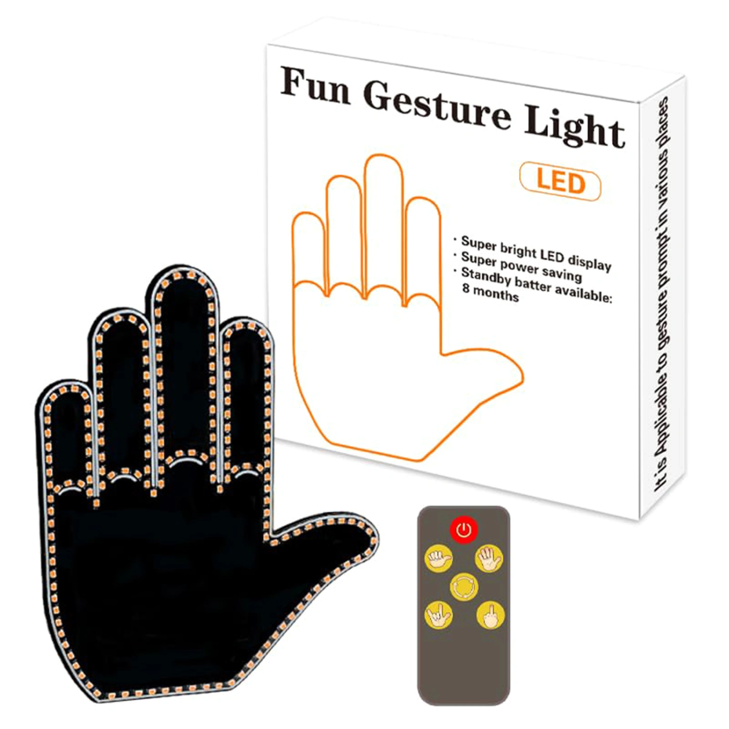Hand Gesture Light for Car Funny Car Finger Light with Remote Control