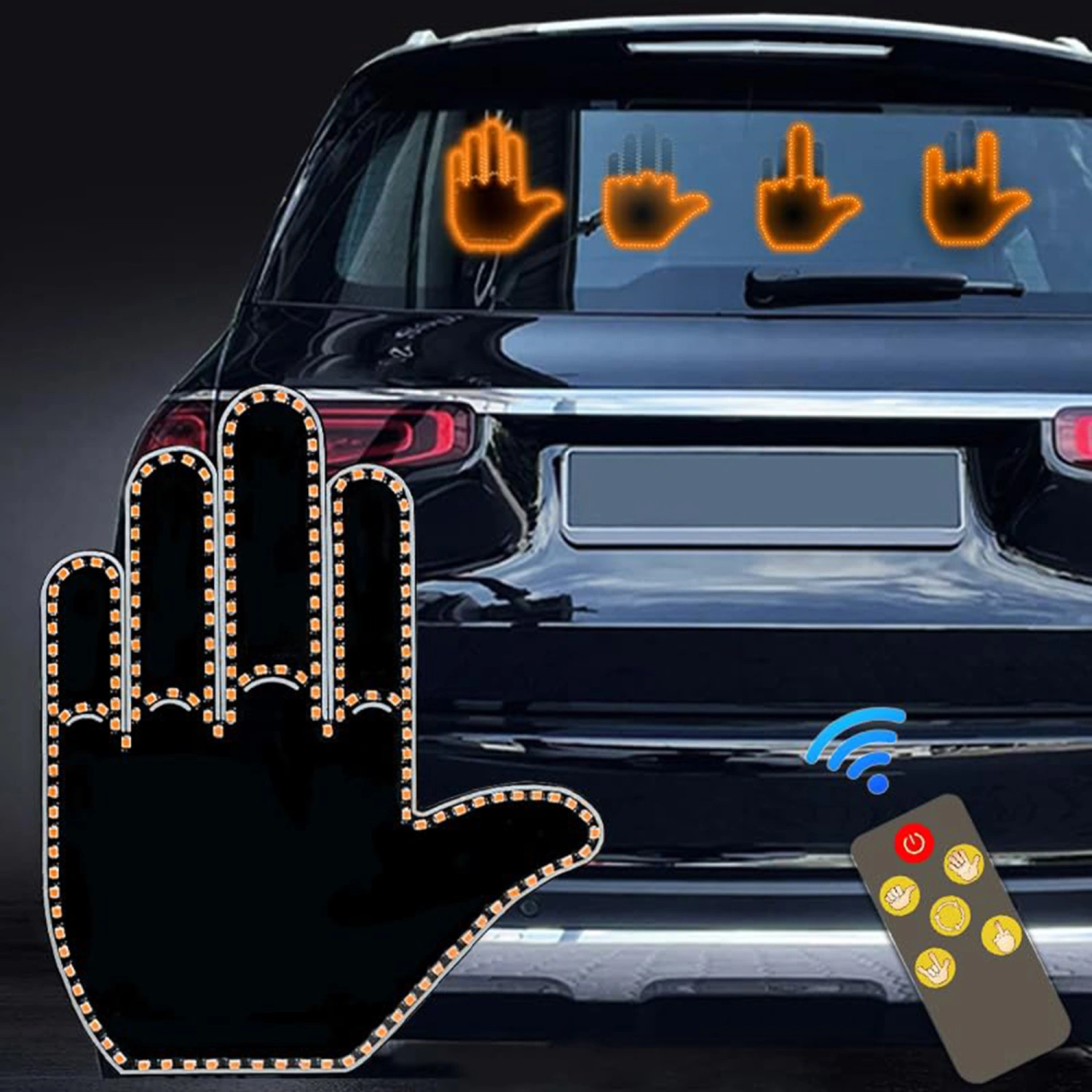 Hand Gesture Light for Car Funny Car Finger Light with Remote Control