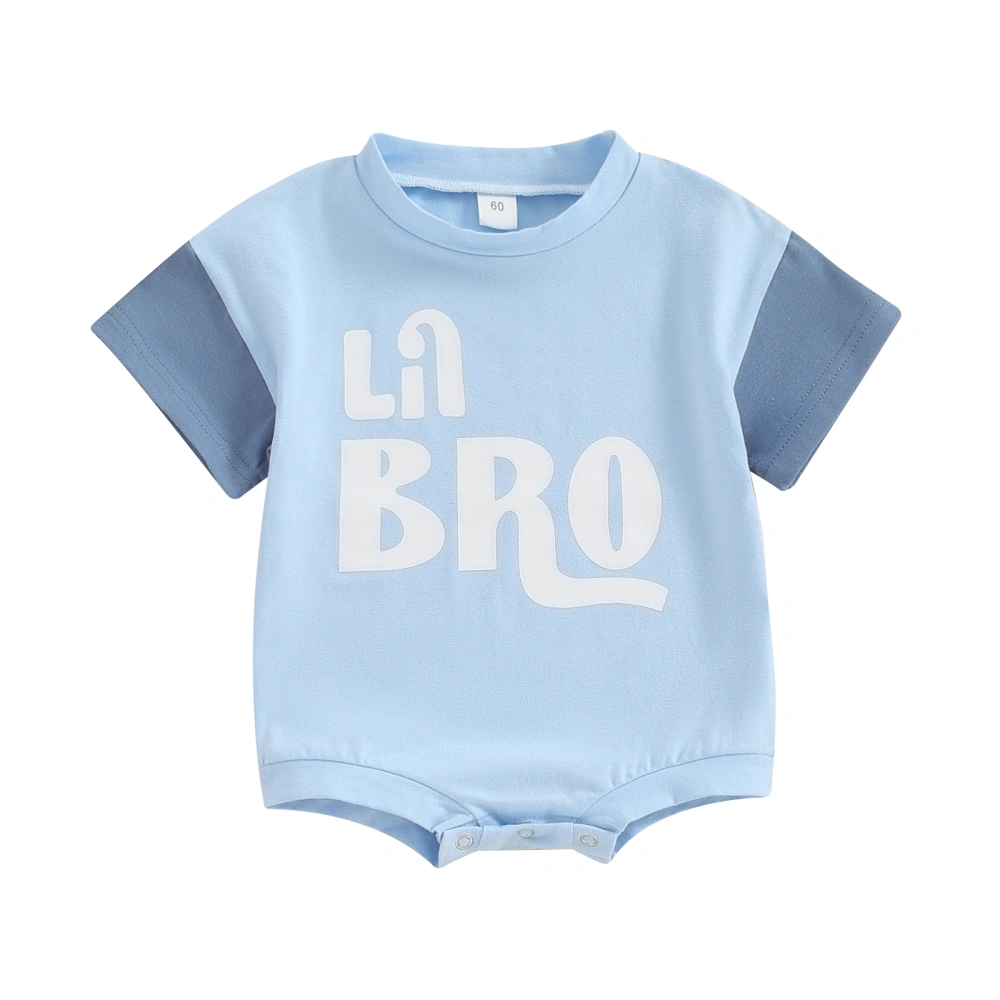 Baby Boy Summer Rompers Short Sleeve Round Neck Letter Print Bodysuits