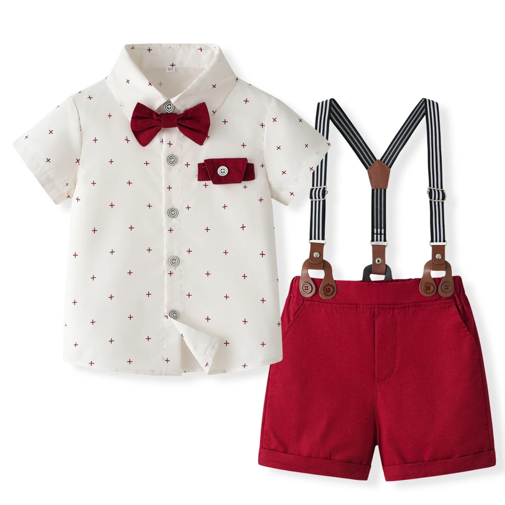 Baby Boys 2Pcs Gentleman Outfits Star Print Shirt + Suspender Shorts