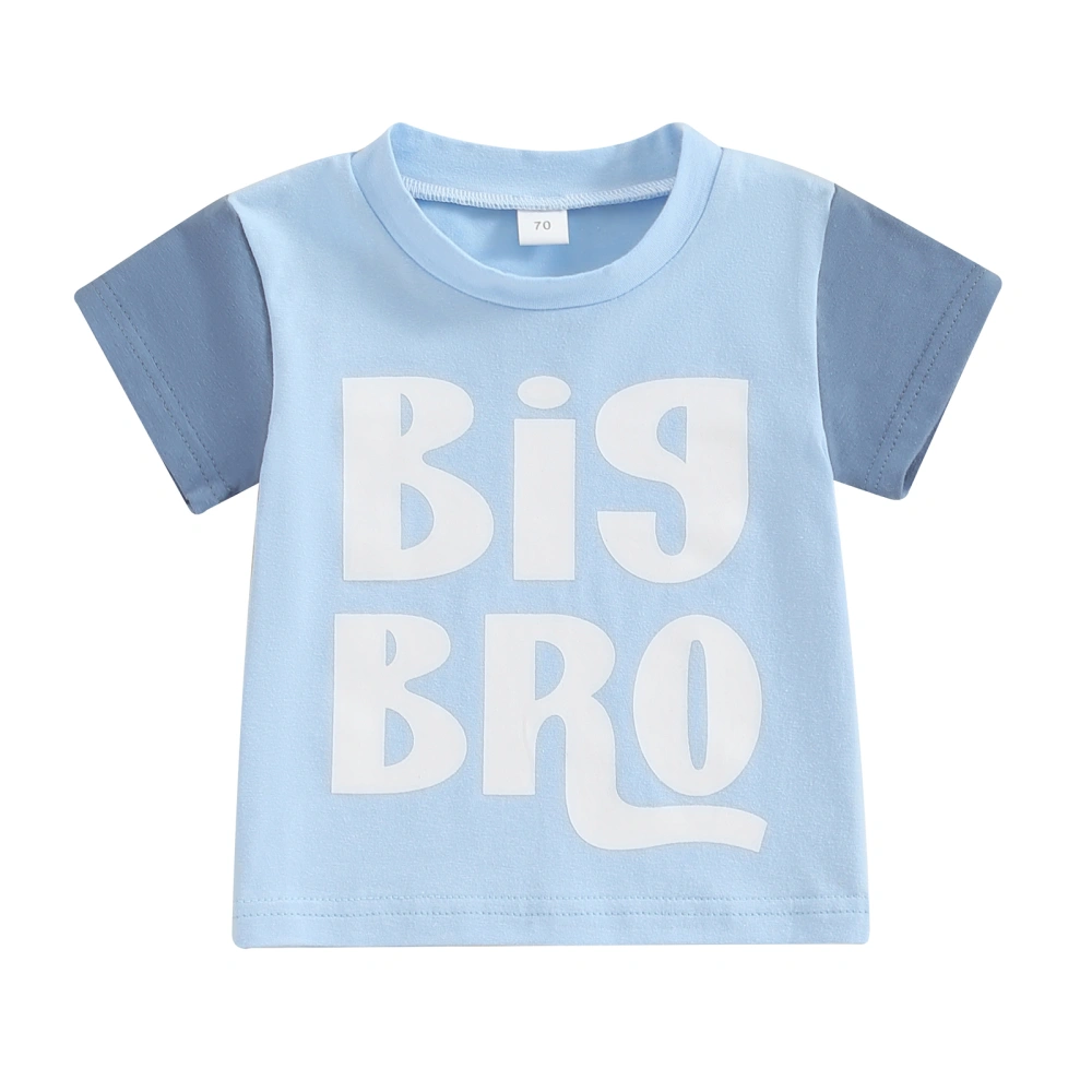 Boy's Round Neck Short Sleeve Letter Print Contrast Color Summer Tops