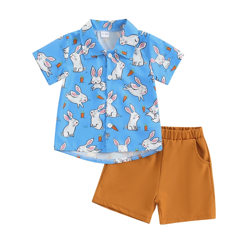 Baby Boy Easter Outfits Short Sleeve Button Down Shirt + Pocket Shorts