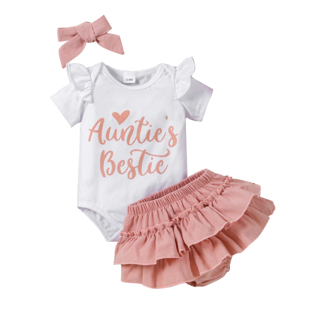 Baby Shorts Sets Letter Print Romper Ruffle PP Shorts Headband Set