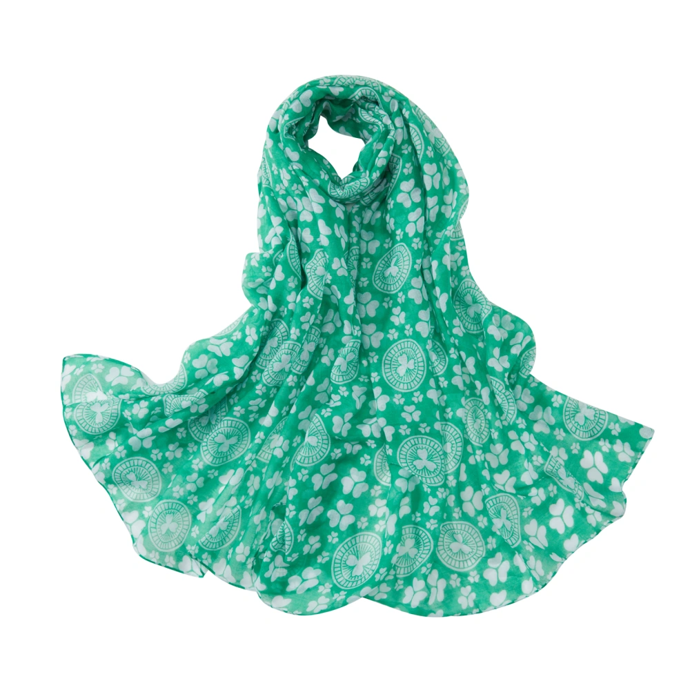 Women Scarf, Elegant Shamrock Print Fashion Holiday Long Scarf