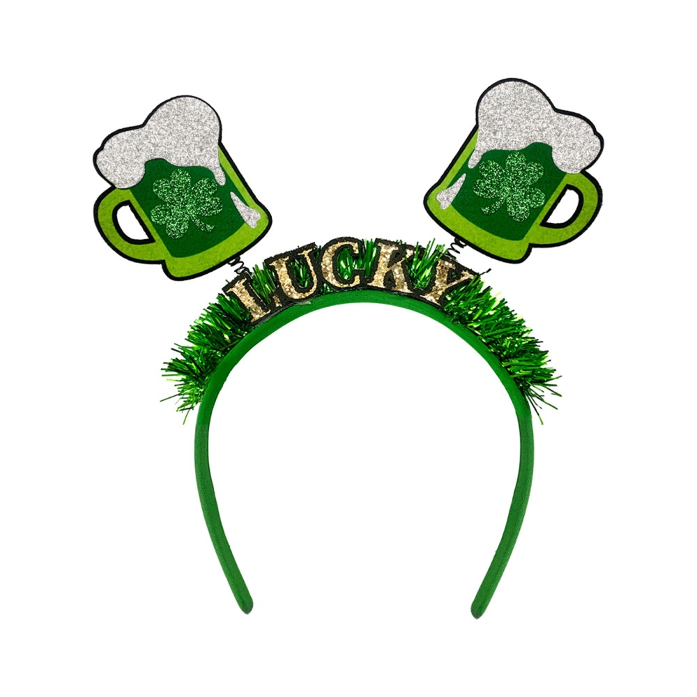 Irish Day Headbands Green Clover Beer Cup Headband Hair Hoop