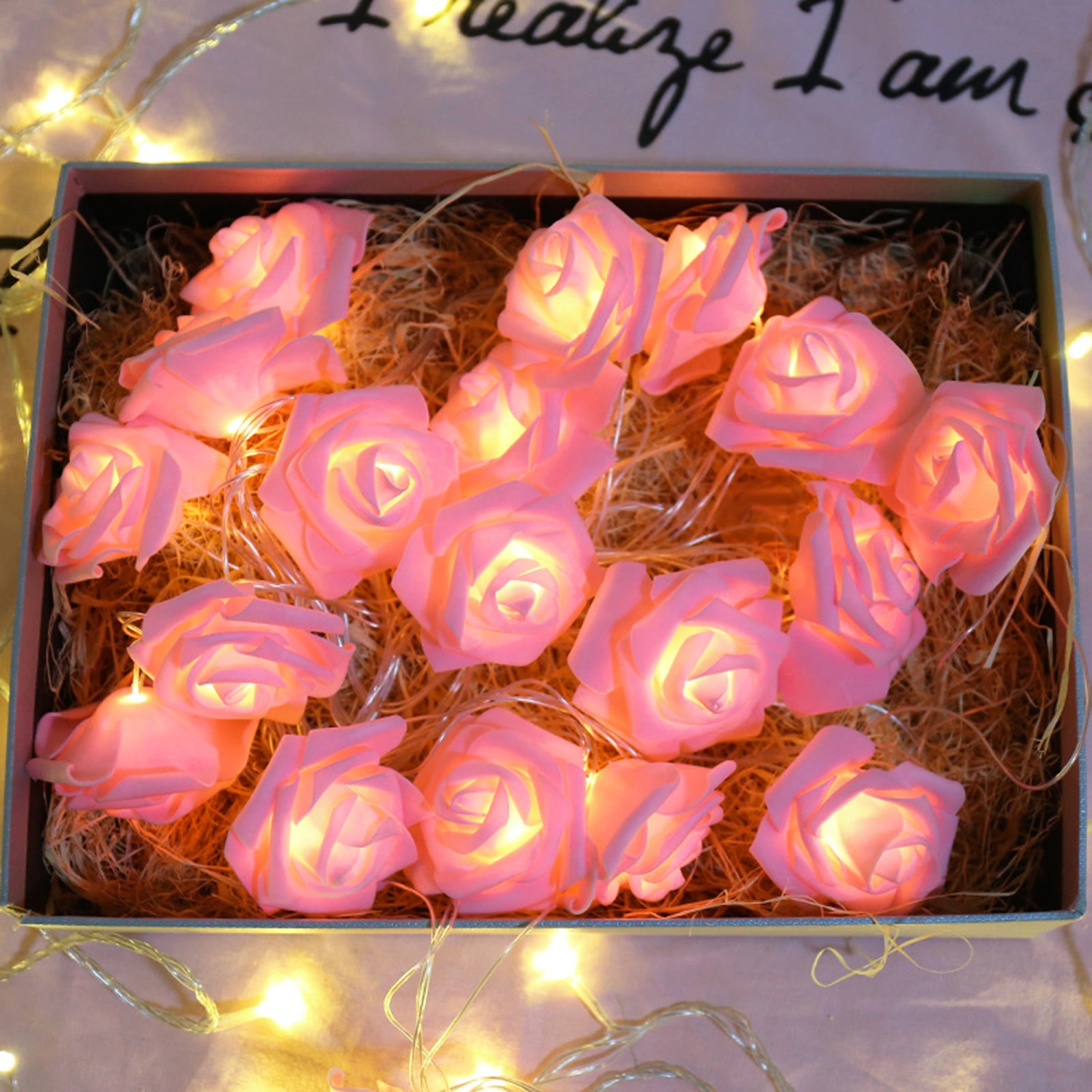 Rose String Lights 9.84 ft Battery Operated LED Flower Lights