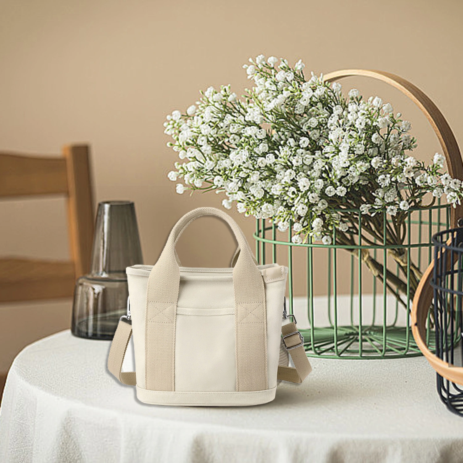 Women Canvas Bag, Large Capacity Handbag Crossbody Shoulder Bag