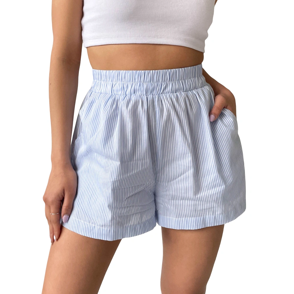 Women's Fashion Loose Shorts Stripe High Elastic Waist Short Pants