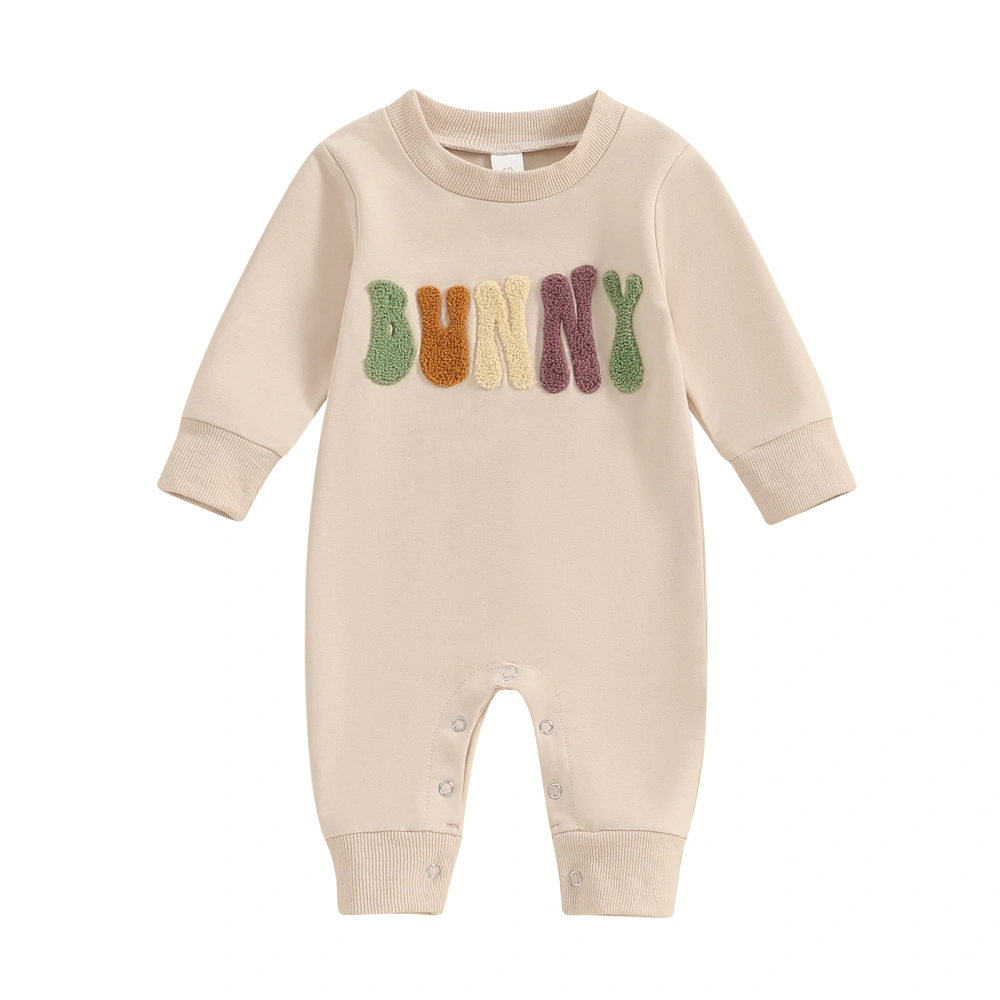 Baby Easter Romper Spring Long Sleeve Letter Embroidery Loose Jumpsuit