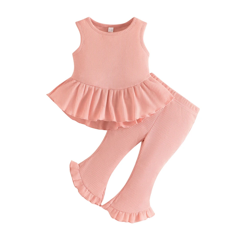 Baby Girls Summer Outfit, Sleeveless Tank Top with Flare Pants