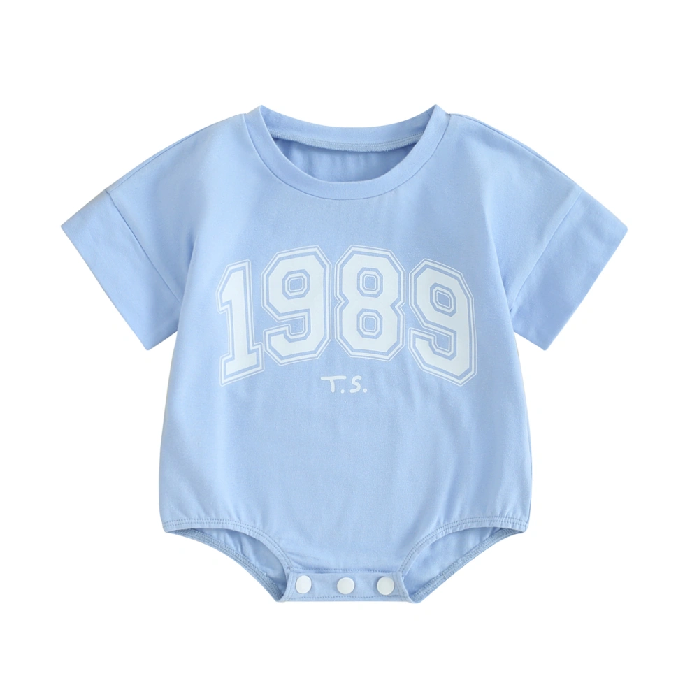 Baby Romper, Short Sleeve Crew Neck Numbers Print Summer Bodysuit