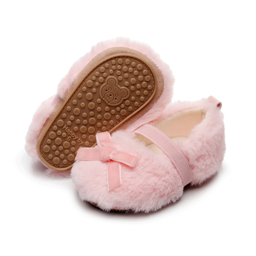 Baby Girls Cute Moccasinss Bowknot Soft Sole Coral Fleece Flats Shoes