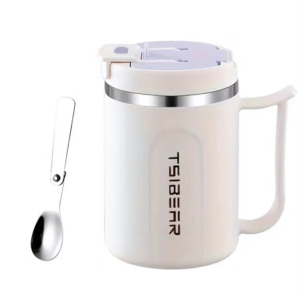 Coffee Mug with Lid Insulated Stainless Steel Travel Mug with Spoon