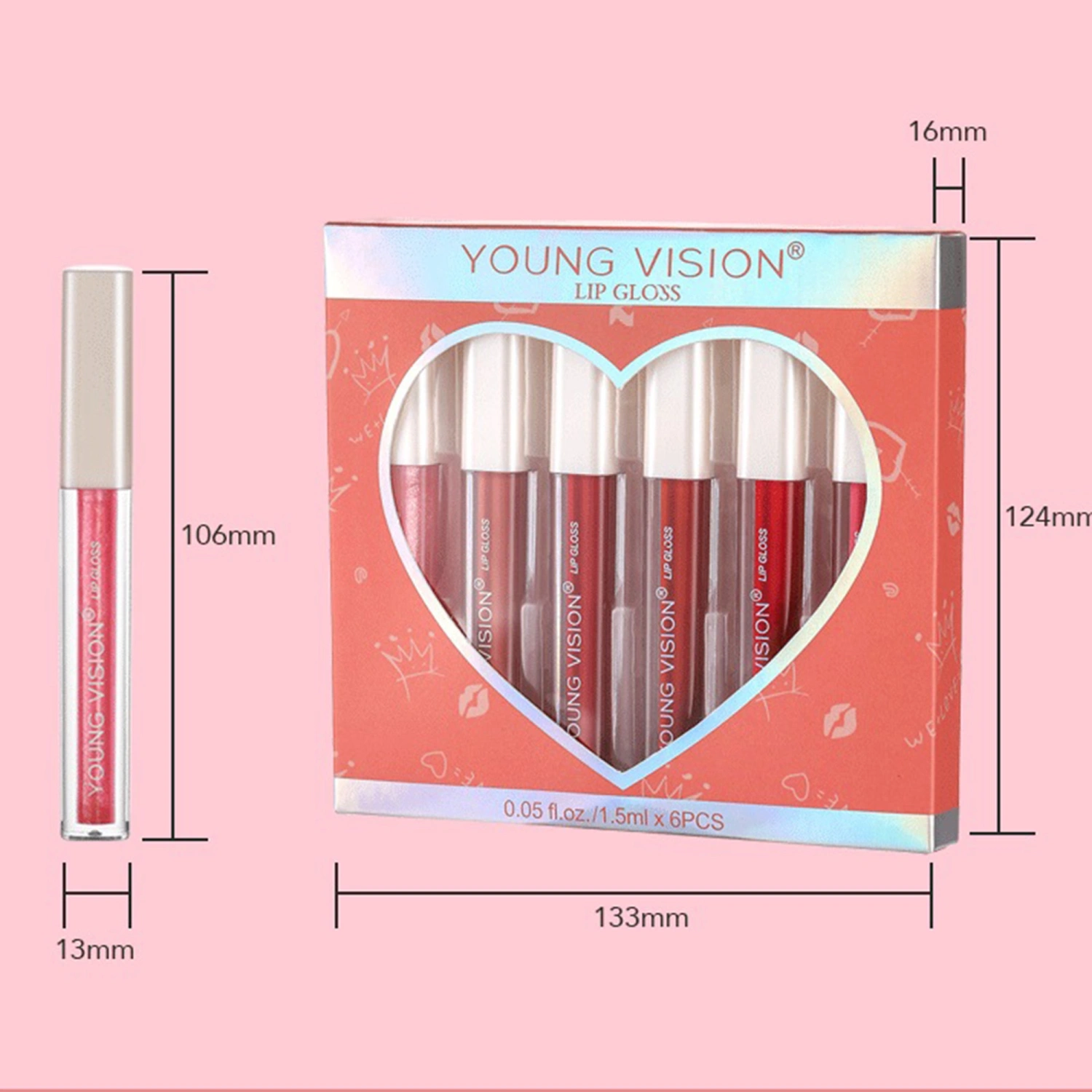 6 Pcs Matte Liquid Lip Gloss Set Waterproof Long Lasting Lip Plumper 