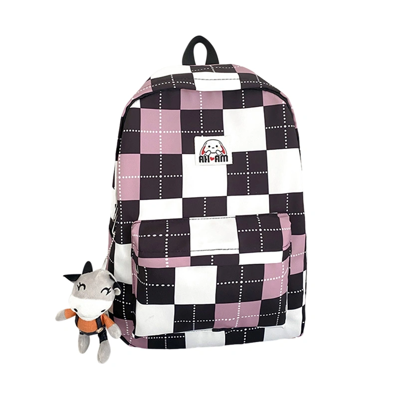 Women Cute Backpack Personalized Checkerboard Campus Knapsack