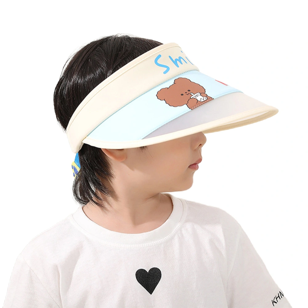 Kids Summer Sun Visor Hat Wide Brim Bear Empty Top Beach Cap