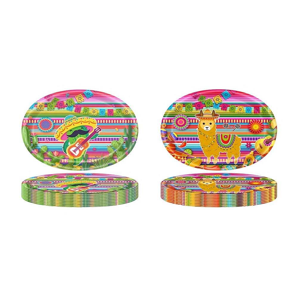 Disposable Dinnerware Set Mexican Carnival Paper Plates Tableware 