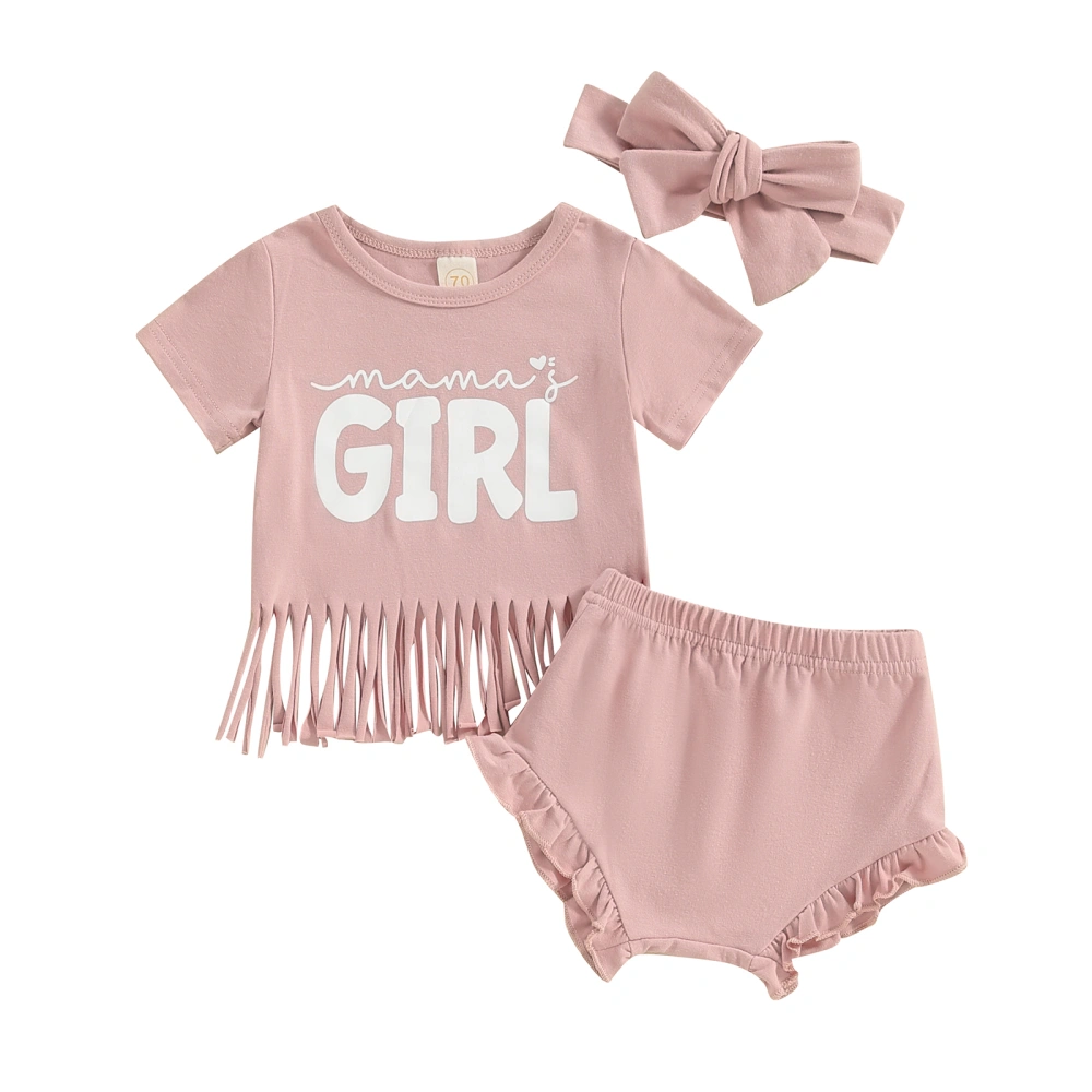 Girl Shorts Outfit Letter Print Short Sleeve T-Shirt Shorts Headband