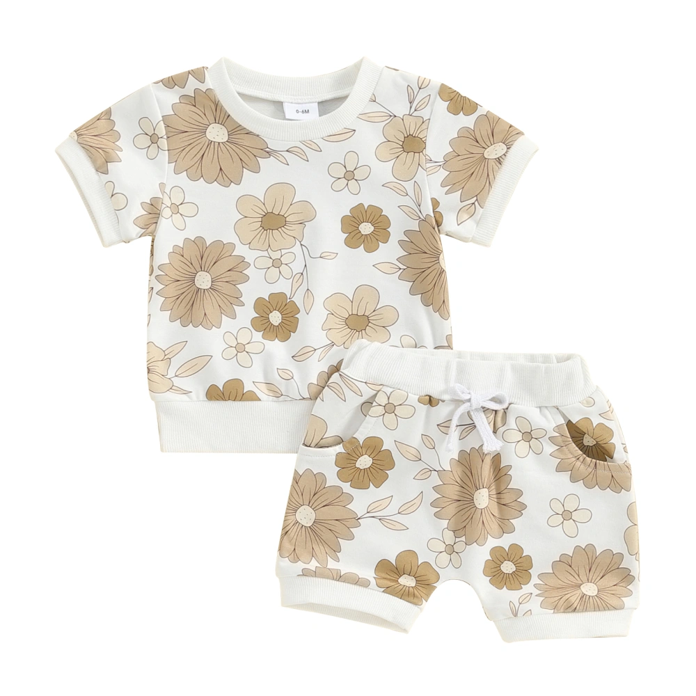 Baby Girl Summer Outfits Short Sleeve Floral T-Shirt + Shorts Set