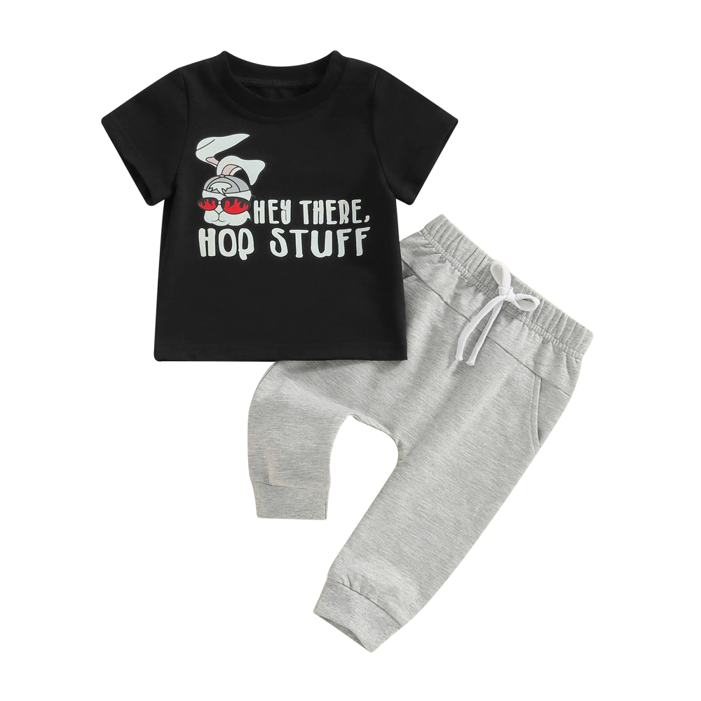 Baby Boys Easter Outfit Summer Letter Print T-Shirt and Pants 