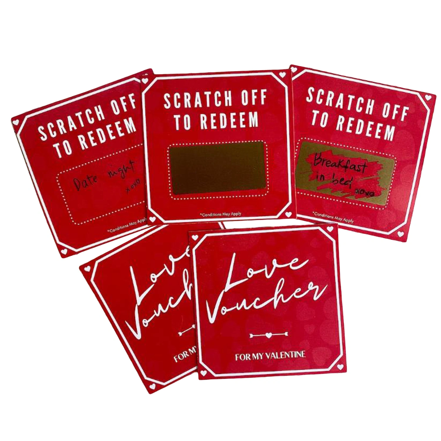 5pcs Scratch Off Cards Letters Print Romantic DIY Valentine's Day Gift