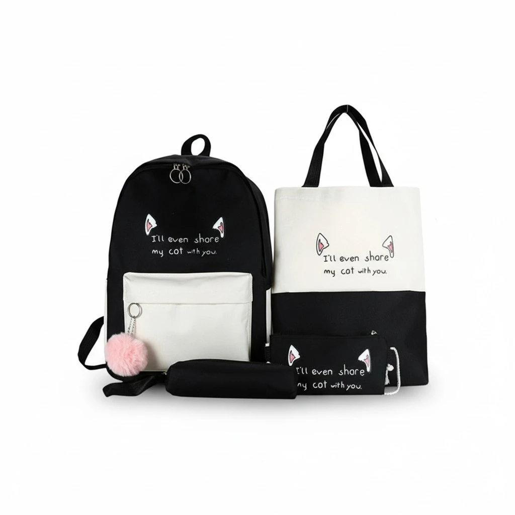 Women Backpack Set Daypack with Wallet Shoulder Bag Pencil Pouch
