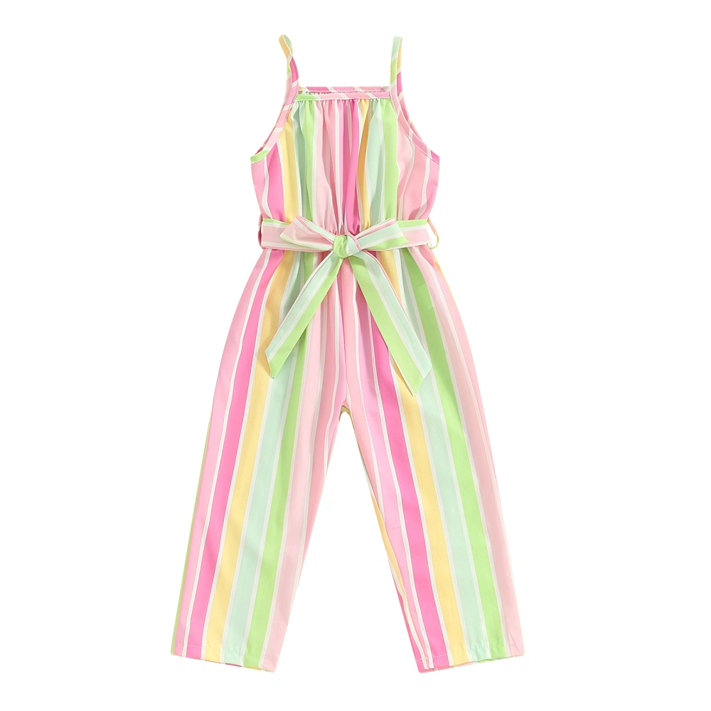 Kids Girls Romper Jumpsuit Stripe/Contrast Color/Floral Print Overalls