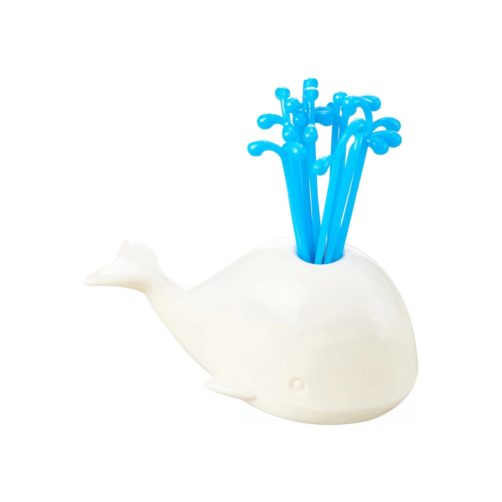 Lovely Beluga Fountain Fruit Fork Creative Animal Whale Fruit Stick