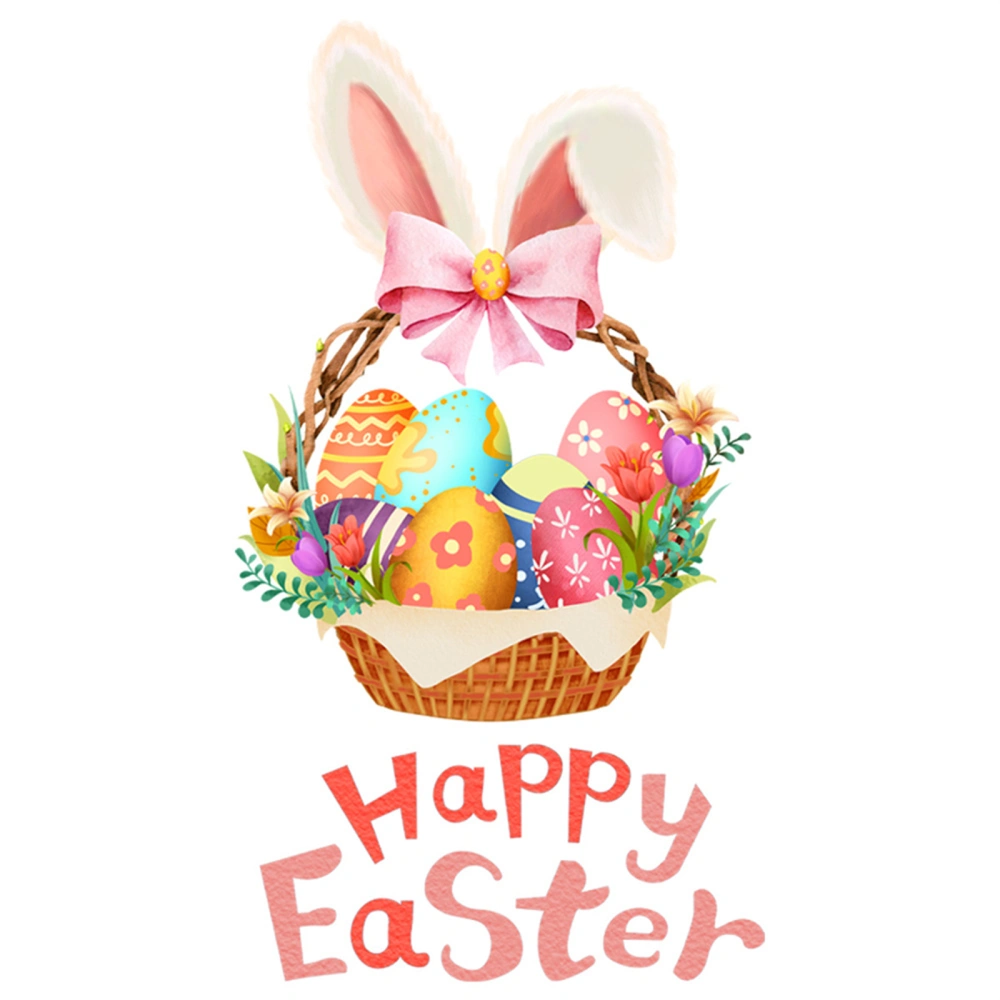 Easter Window Cling Cute Egg Basket Bunny Ears Wall Art Stickers Decal