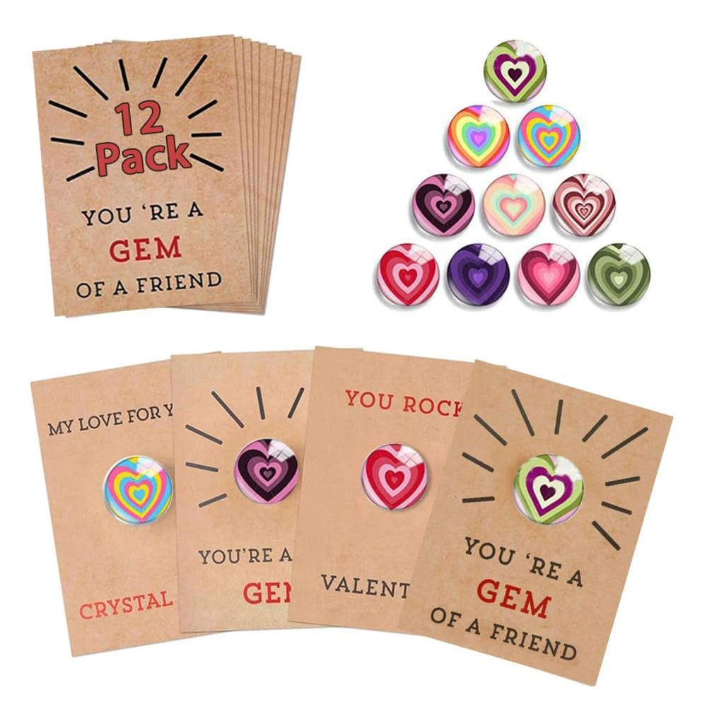 Valentine's Day Greeting Card Set with Heart Stone Handmade Cards