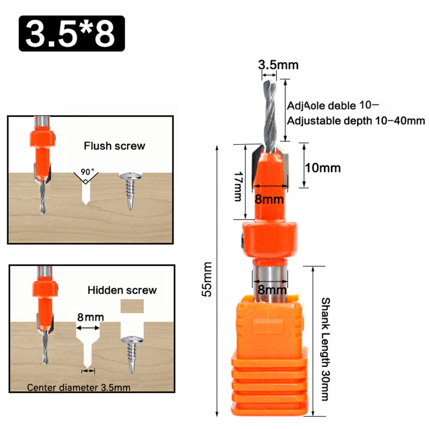 5pcs Counterbore Drill Bit Set, High Hardness Woodworking Drill Bits