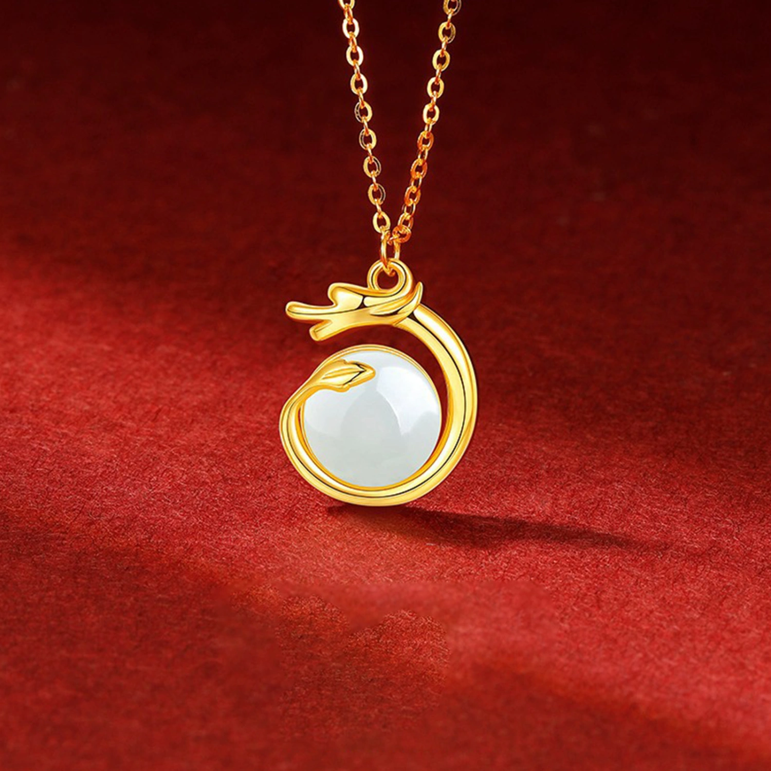 Women Zodiac Dragon Necklace Elegant Adjustable Jade Charm Necklace